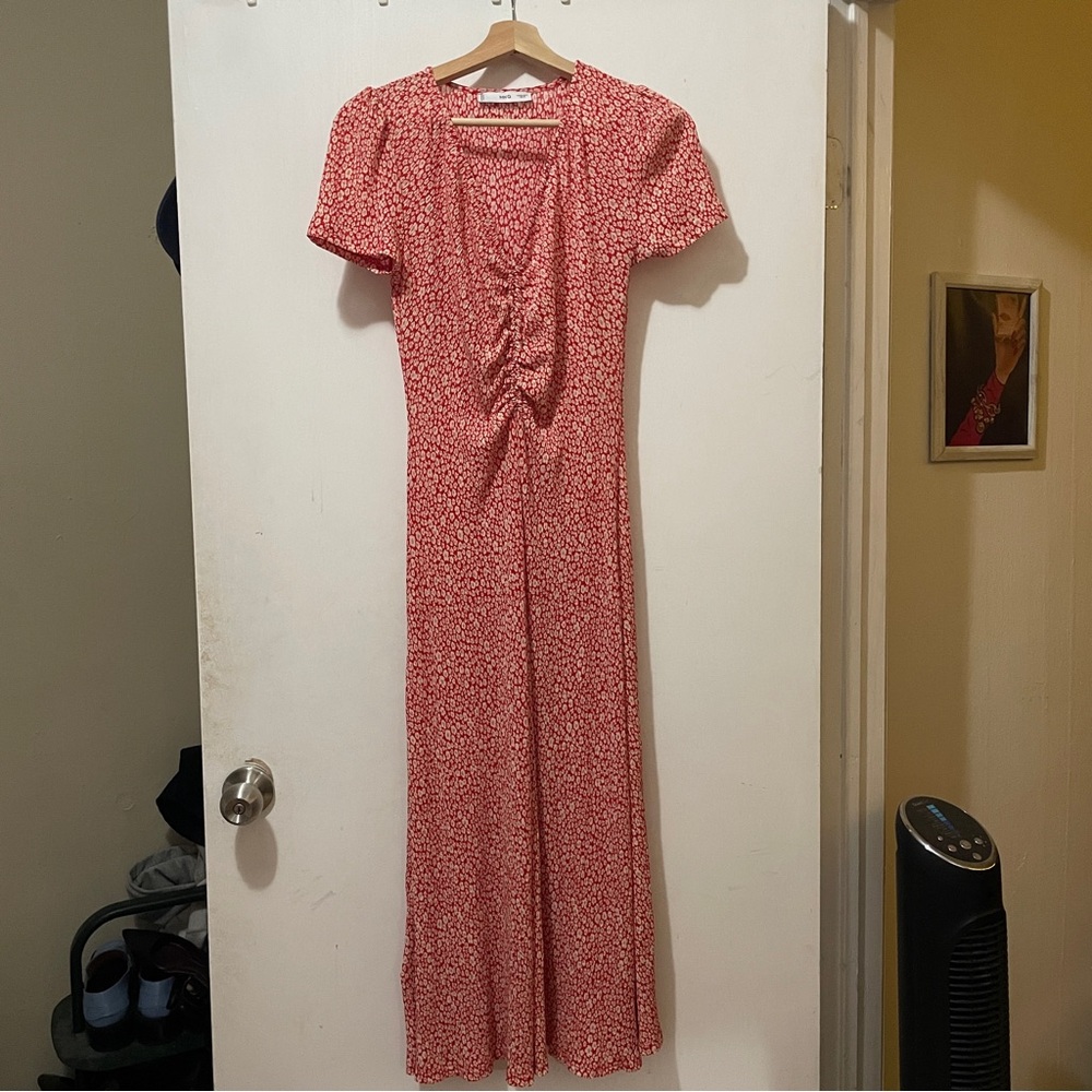 Mango red floral maxi dress